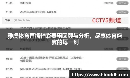 雅虎体育直播精彩赛事回顾与分析，尽享体育盛宴的每一刻
